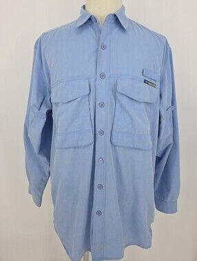 ExOfficio Adventurewear Fishing Shirt XL Blue Vented‎ Button Up Travel Hiking